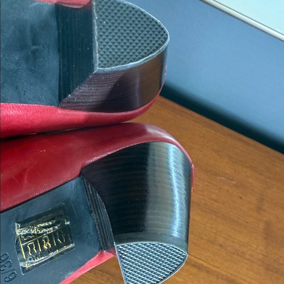 Miz Mooz Red Heeled Boots with Scalloped Design - Picture 4 of 11